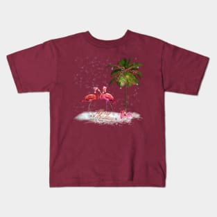 The Pink Flamingo  Christmas Kids T-Shirt